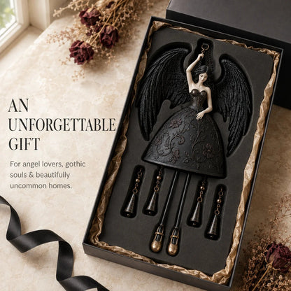 Dark Angel Gothic Wind Chime Black-Wing Outdoor Garden, Porch & Patio Decor