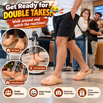 Realistic Barefoot Slippers Funny Giant Toe Slides, Hilarious Prank Gift