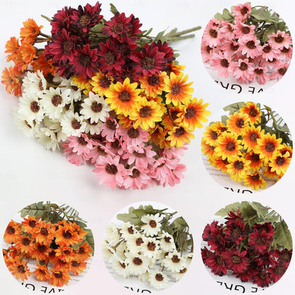 Artificial Outdoor Sunset Mums Flowers - UV resistant, Waterproof, Windproof