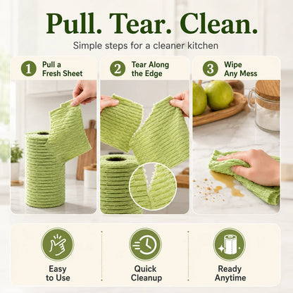 🍃 Bamboo Fiber Cleaning Cloth Roll