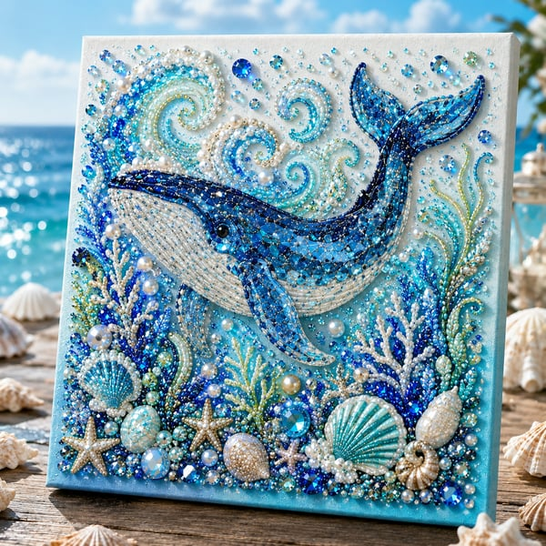 Ocean Theme Pearl Art DIY Kit Relaxing DIY Craft to Create Stunning Coastal Artwork