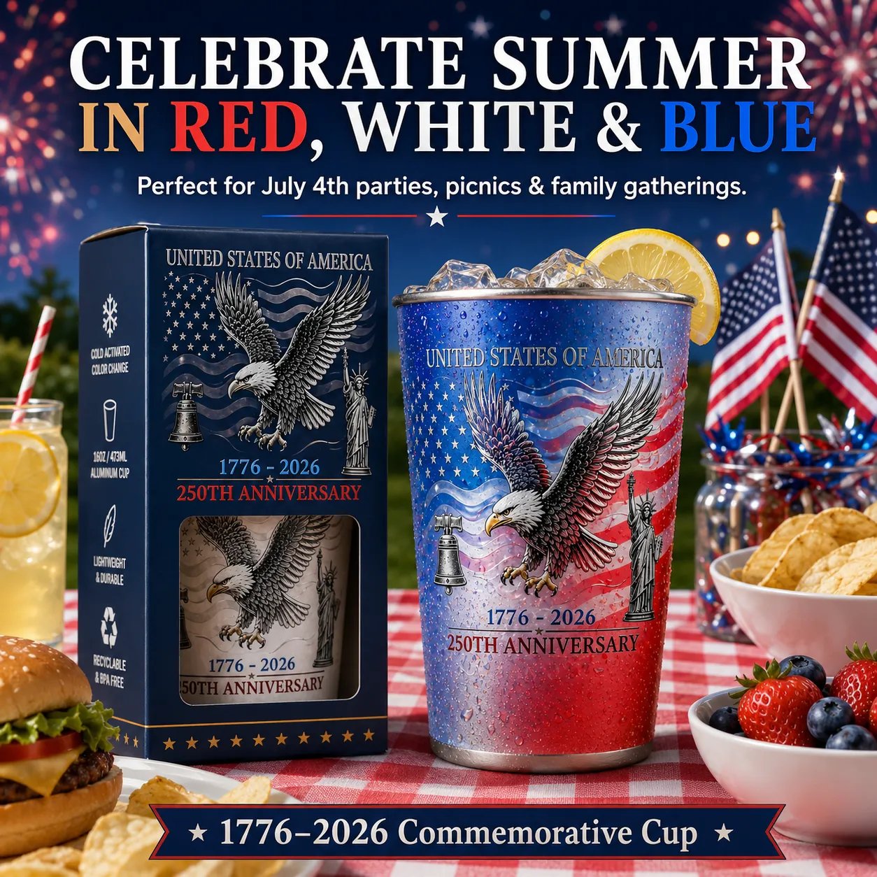 Color-Changing Patriotic Beer Cup