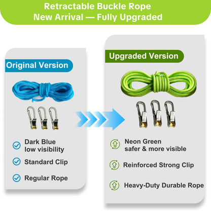 Retractable Buckle Rope - 2026 Outdoor Tool-Neon Visible Outdoor Cord for Camping, Hammock, Laundry, Cargo Transport