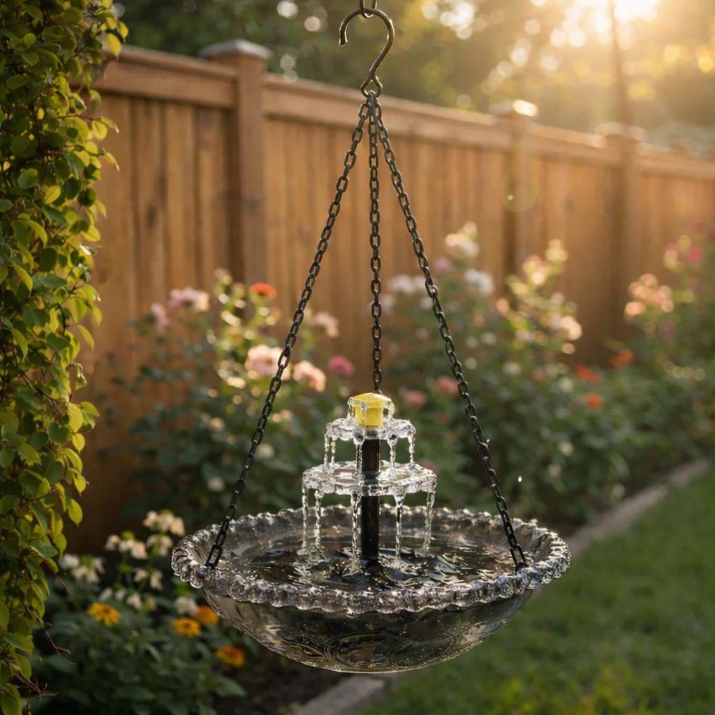 Year --Solar Cascade Hanging Bird Bath Fountain
