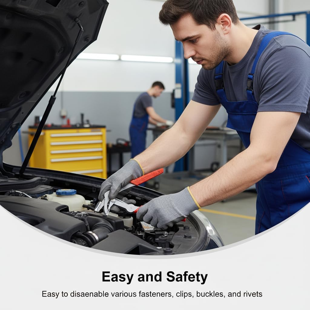 Car Clip Pliers & Trim Removal Tool, Spring-Loaded Fastener Rivet Remover for Auto Door Panels