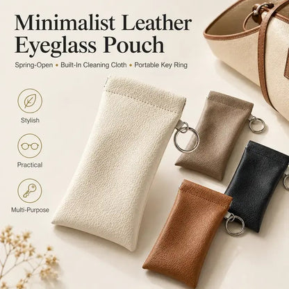 Elastic Opening PU Leather Sunglasses Pouch Soft Portable Anti Scratch Eyeglasses Storage Protective Bag