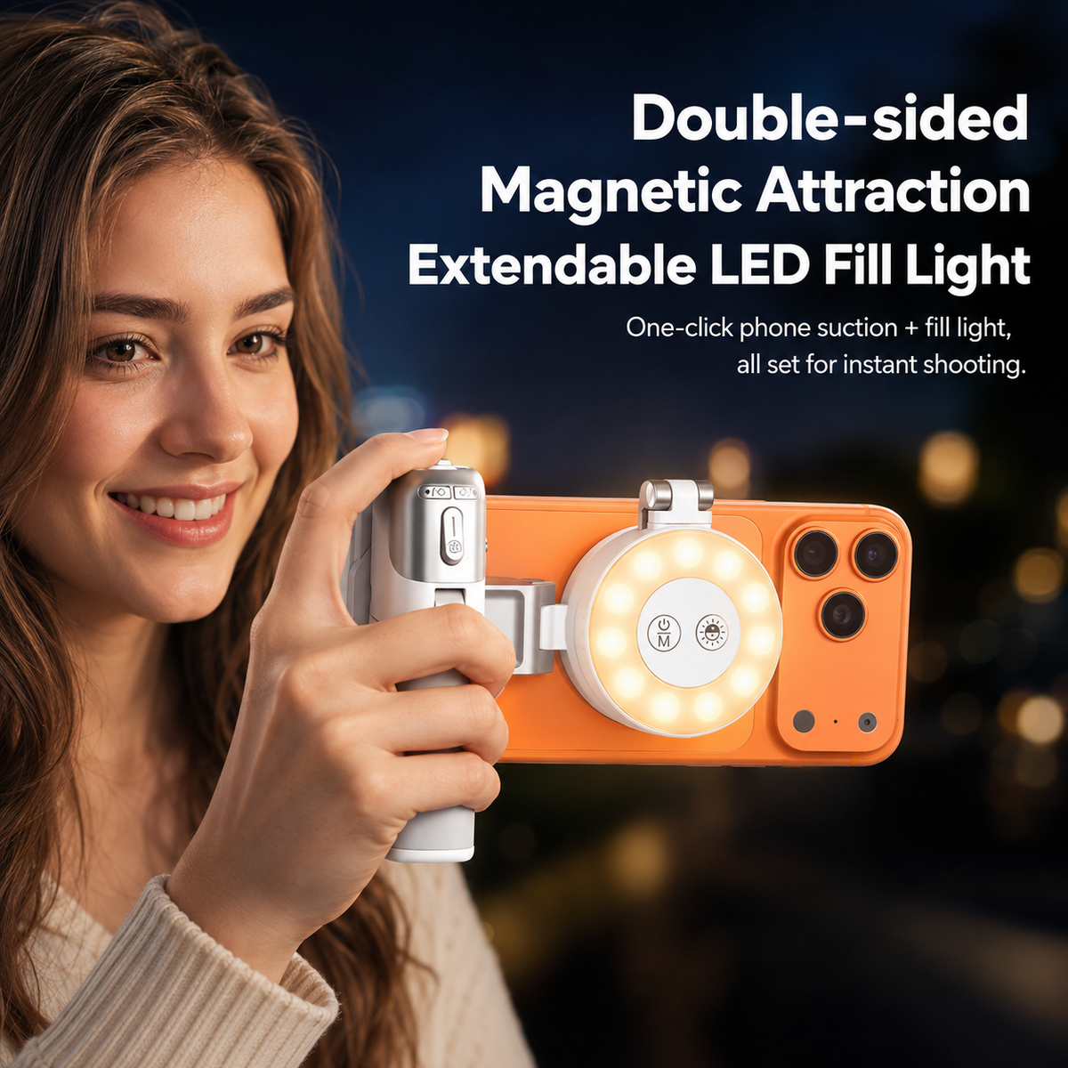 4-in-1 Magnetic Phone Camera Grip Selfie Stick, Tripod & Zoom Control
