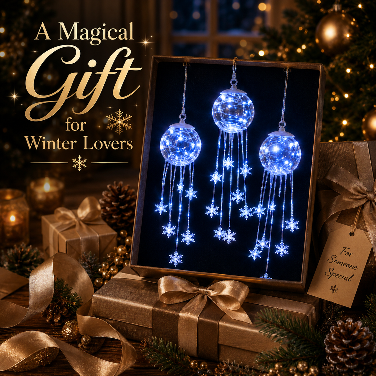 Winter Magic Snowflake Cascade LED Hanging Christmas Ornament