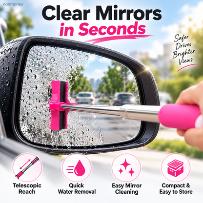 Telescopic Car Side Mirror Wiper Extendable Rain Water Squeegee