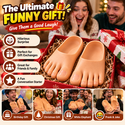 Realistic Barefoot Slippers Funny Giant Toe Slides, Hilarious Prank Gift