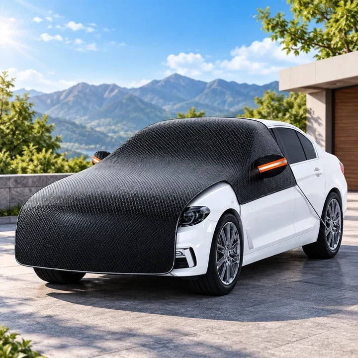 Upgrade 6-Layer Half-Car Protective Cover Snow, Frost, UV & Wind Protection
