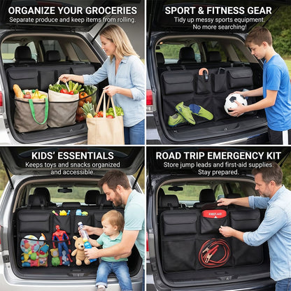 Car Trunk Organizer Hanging Storage with 8 Pockets for SUVs & Trucks