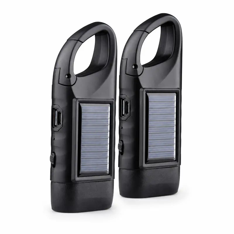 Solar Hand Crank Emergency Flashlights USB-C Rechargeable Outdoor Lights