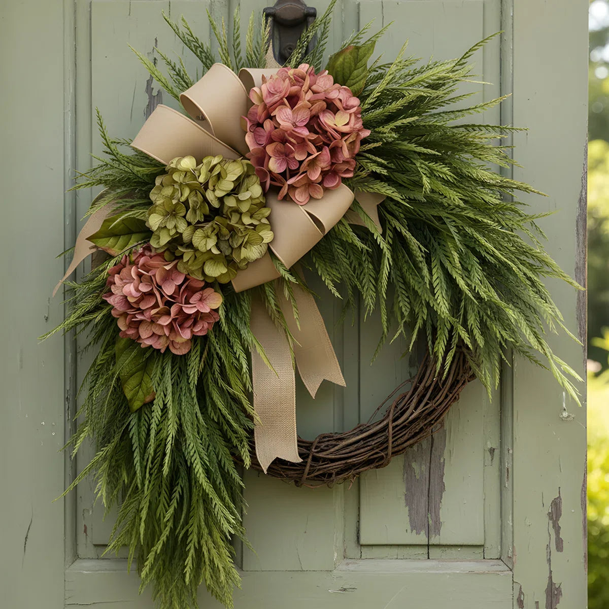 Handcrafted Rustic Hydrangea Wreath Cozy & Inviting Decor