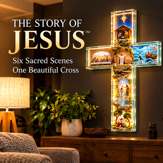 The Story of Jesus in 6 Scenes Cross Lamp