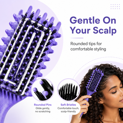 Defined Curl & Volume Styling Hair Brush 3-Side Clumping & Detangling Brush