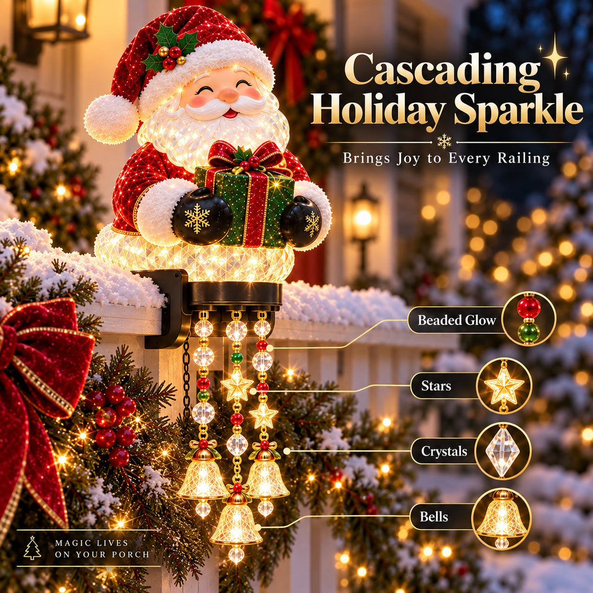 Christmas Porch Railing Lights 4 Festive Character Designs