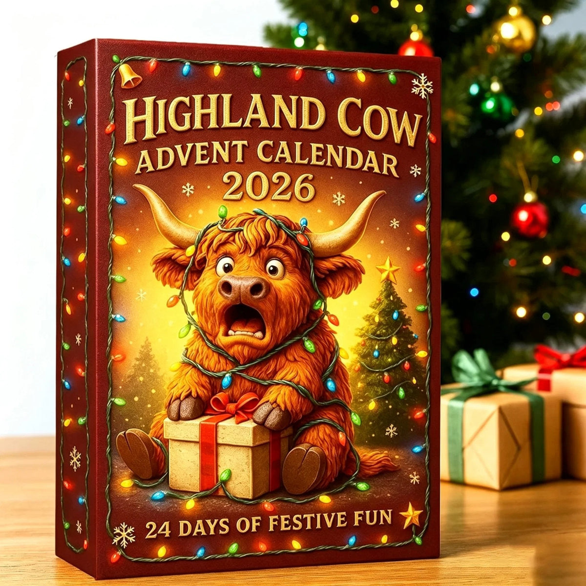 Highland Cow Advent Calendar 2026 24-Day Christmas Countdown with Cute Highland Cow Figurines