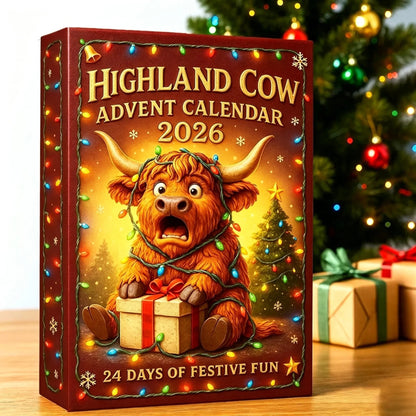 Highland Cow Advent Calendar 2026 24-Day Christmas Countdown with Cute Highland Cow Figurines