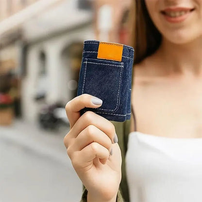 Mini Jeans Shaped Wallet - Denim Bifold Wallet for Men & Women