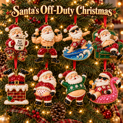 Santa s Off-Duty Christmas Ornaments 8 Funny Holiday Keepsake Designs