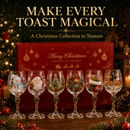 Christmas 3D Wine Glass Collection Gift Box Set