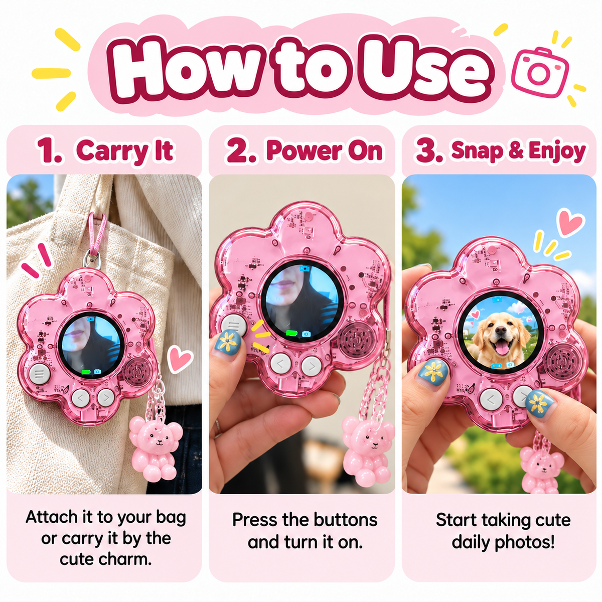 Flower Mini Digital Camera | Photo + Video Bag Charm Camera