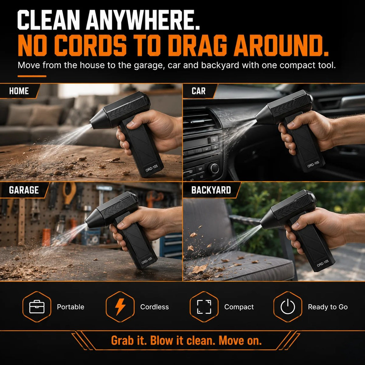 Cordless Turbo Air Duster for Cars, Garages & Workspaces