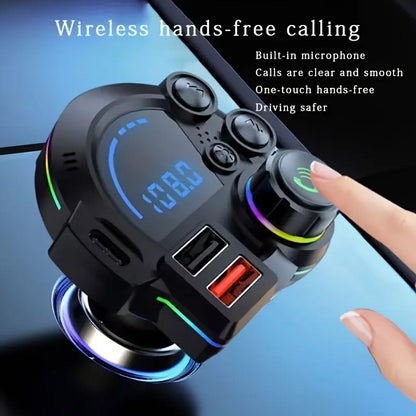 5.3 Bluetooth FM Car Charger with Type-C & Dual USB