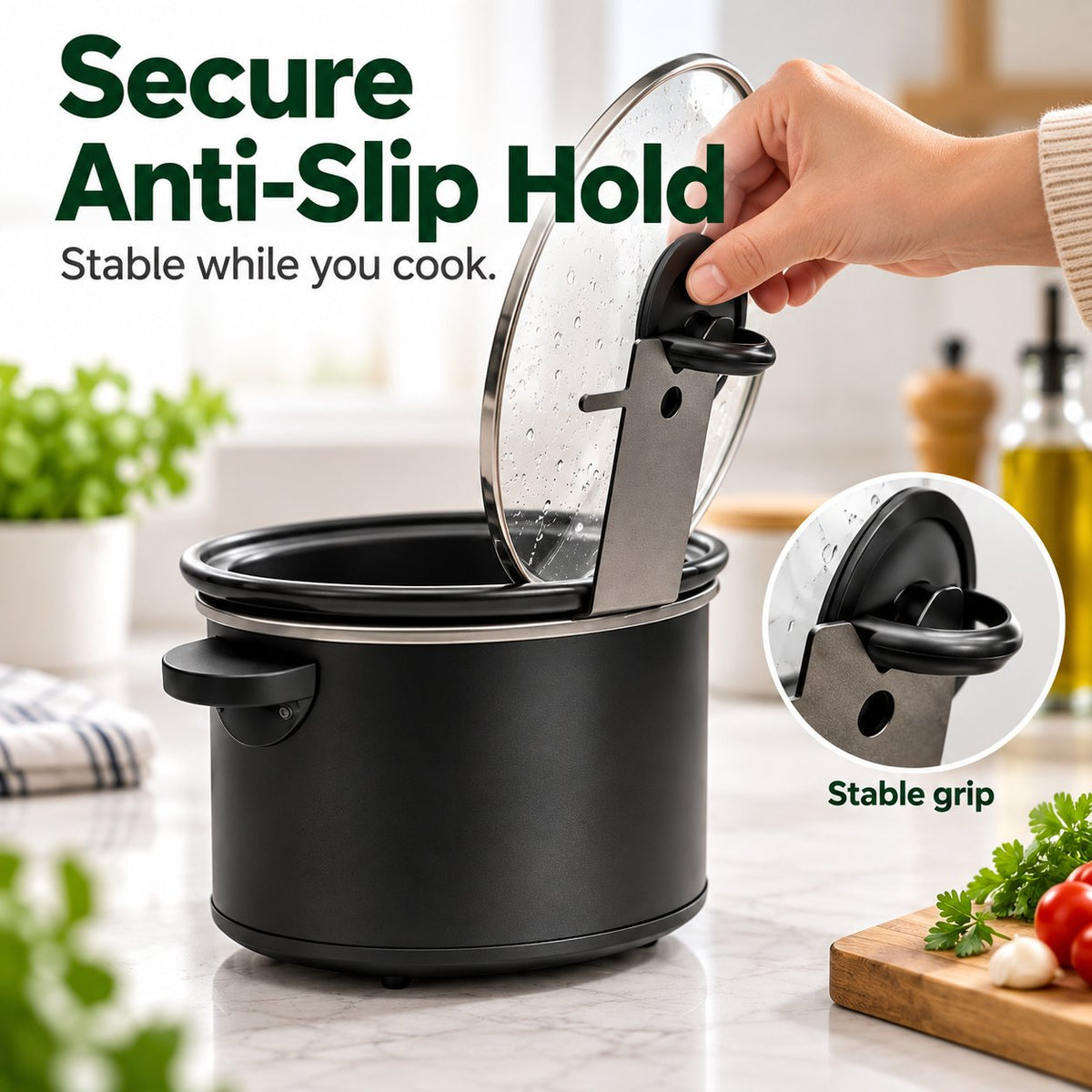 Multifunctional Anti-Slip Cooker Lid Stand - Space-Saving Kitchen Counter Organizer