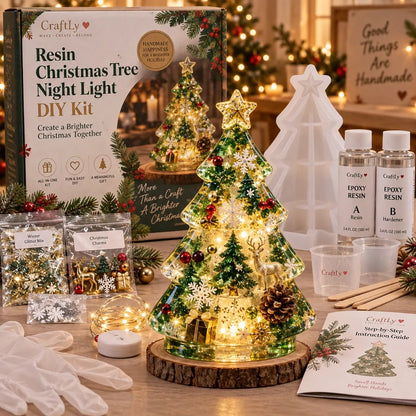 Beginner-Friendly Resin Christmas Tree Night Light DIY Kit | Complete Kit with Mold, Resin