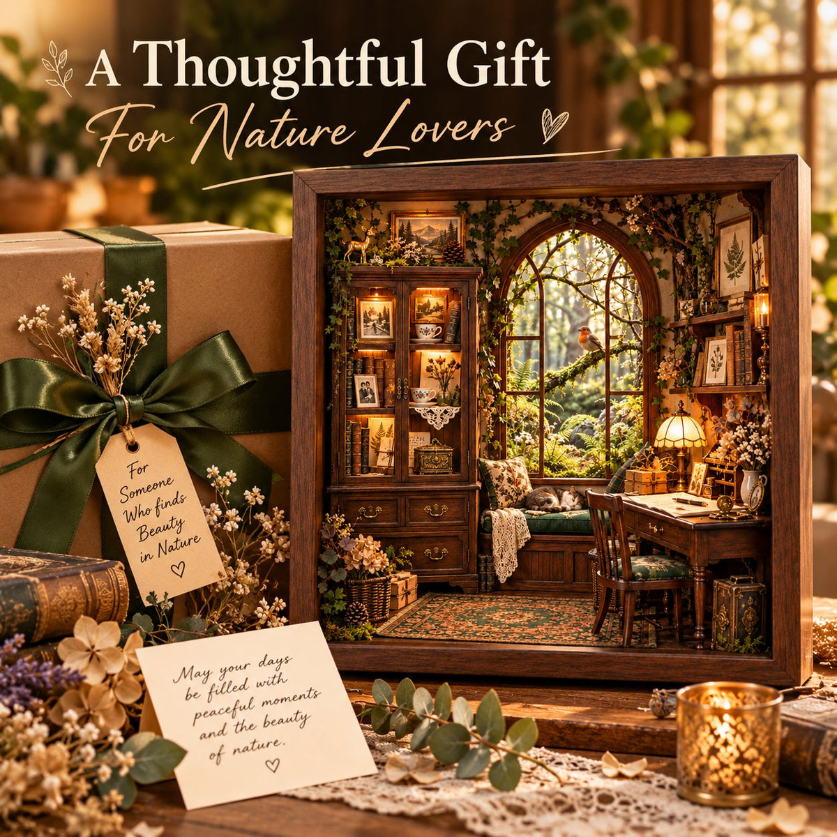 The Woodland Memory House 3D Handmade Heritage Shadow Box