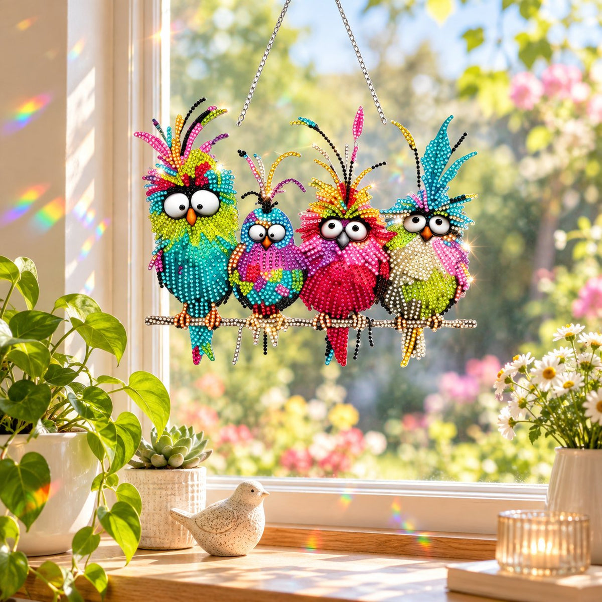 Sunny Birds Diamond Art Suncatcher DIY Kit