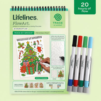 Trace-By-Groove Jungle Oasis Guided Flow Art Coloring Pad with Double-Sided Markers