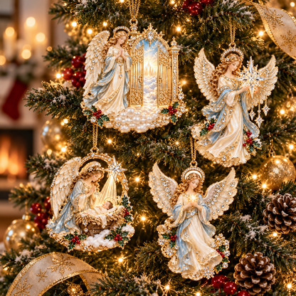 Heavenly Angel Christmas Ornament Crystal Star, Heaven s Gate & Nativity Faith Keepsake Collection