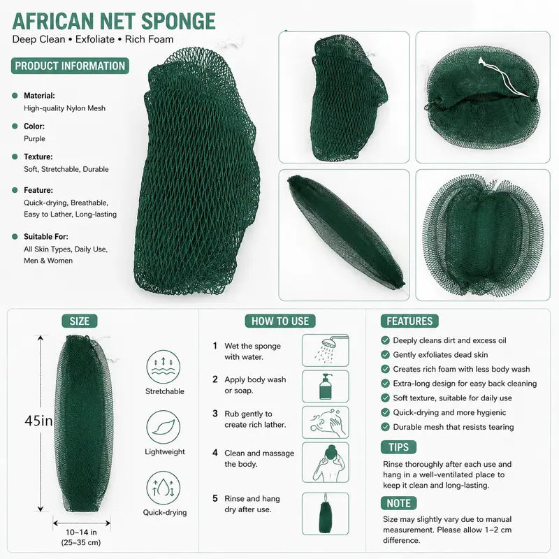 4 - PACK African exfoliating net Sponge