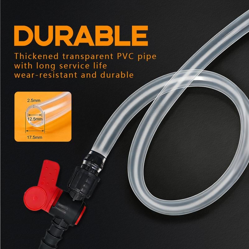 2M Siphon Hand Pump with Shut-Off Valve | Fuel Transfer Pump for Cars & Motorcycles