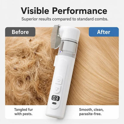 Electric Pet Hair Comb Suction & Detangling Tool, Gentle Grooming for Dogs & Cats