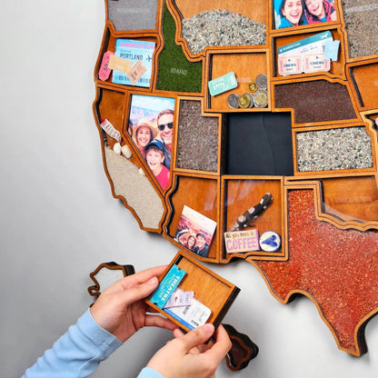Personalized USA Travel Memory Map Collect & Display Your Travel Keepsakes