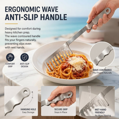 Stainless Steel Pasta Server Premium Spaghetti Spoon for Everyday Italian Cooking