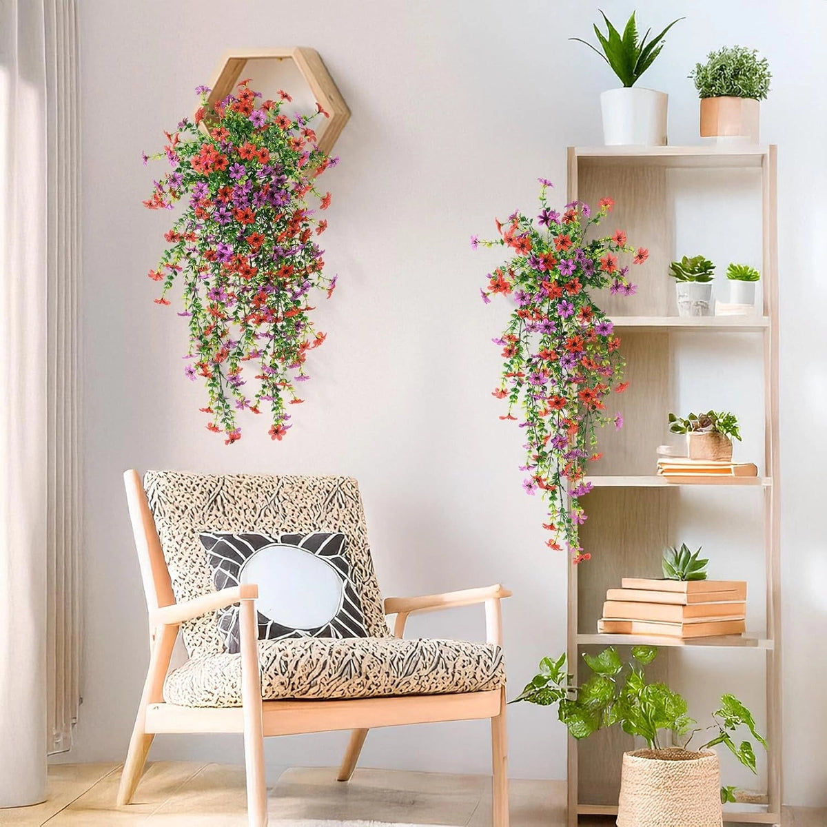 Outdoor Cascading Daisy & Eucalyptus Flowers UV Resistant Faux Hanging Blooms