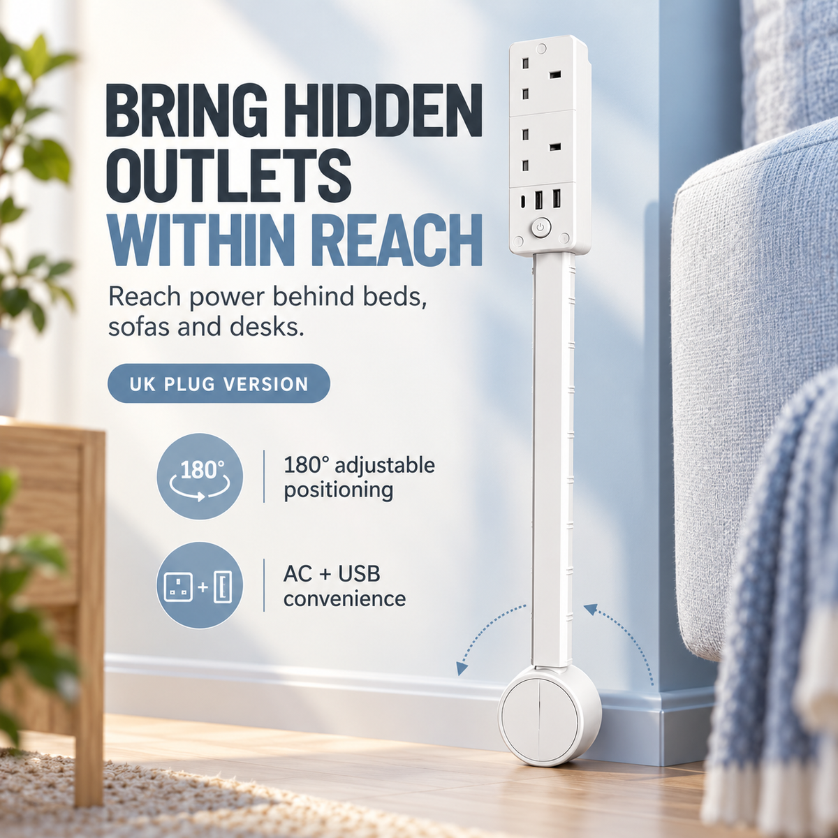 Rotating Wall Outlet Extender Bring Hidden Outlets Within Easy Reach