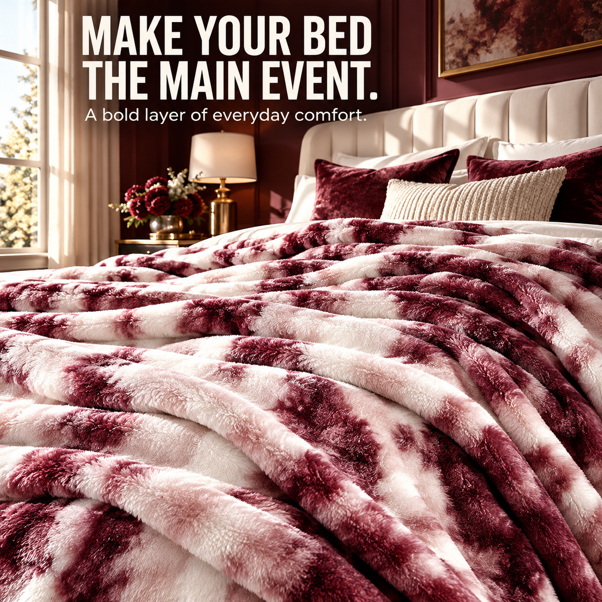 Premium Bubble Fleece Throw Blanket, Color Block Design Soft Sofa Blanket for Luxury Home