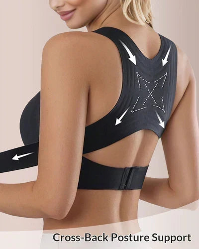 NOW! Front Closure Cross-Back Wireless Posture Bra Ultra Push-Up, All-Day Comfort & Natural Lift for a Slimmer