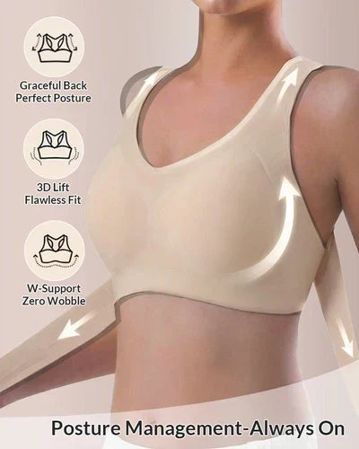 NOW! Front Closure Cross-Back Wireless Posture Bra Ultra Push-Up, All-Day Comfort & Natural Lift for a Slimmer