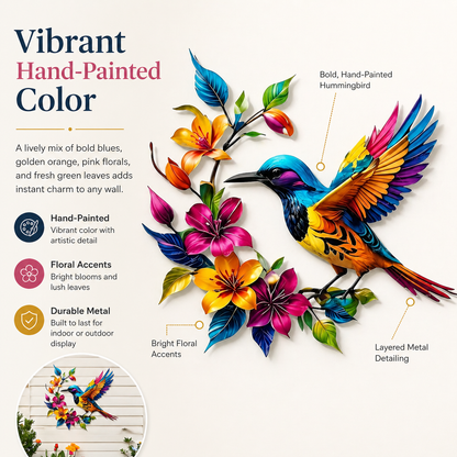 2026 - Hummingbird Bloom Metal Wall Art