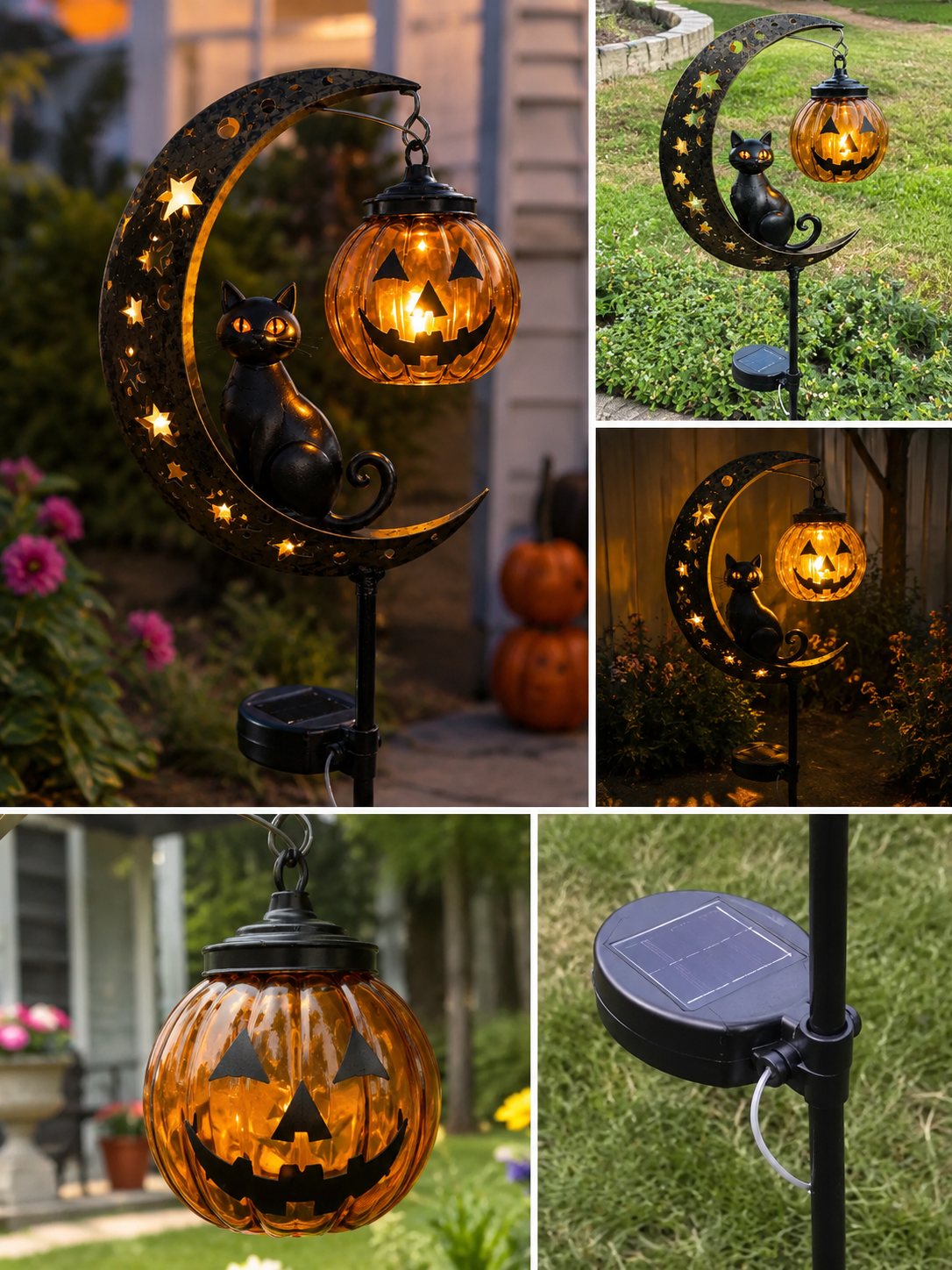 Solar Cat Pumpkin Stake