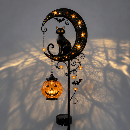 Solar Cat Pumpkin Stake
