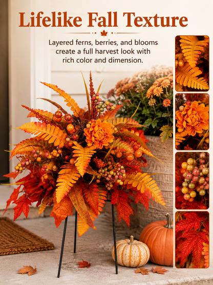 Autumn Harvest Floral Garden Stakes Fall Outdoor Yard & Porch Decor