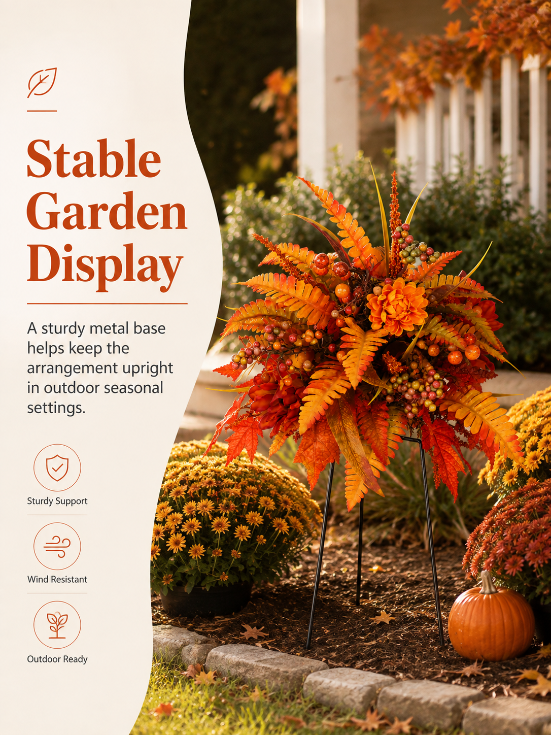 Autumn Harvest Floral Garden Stakes Fall Outdoor Yard & Porch Decor